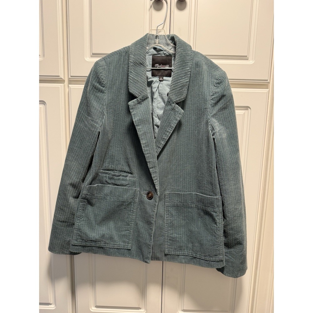 MADEWELL‎ Corduroy Crop Dorset Blazer Jacket Teal Blue Size XS